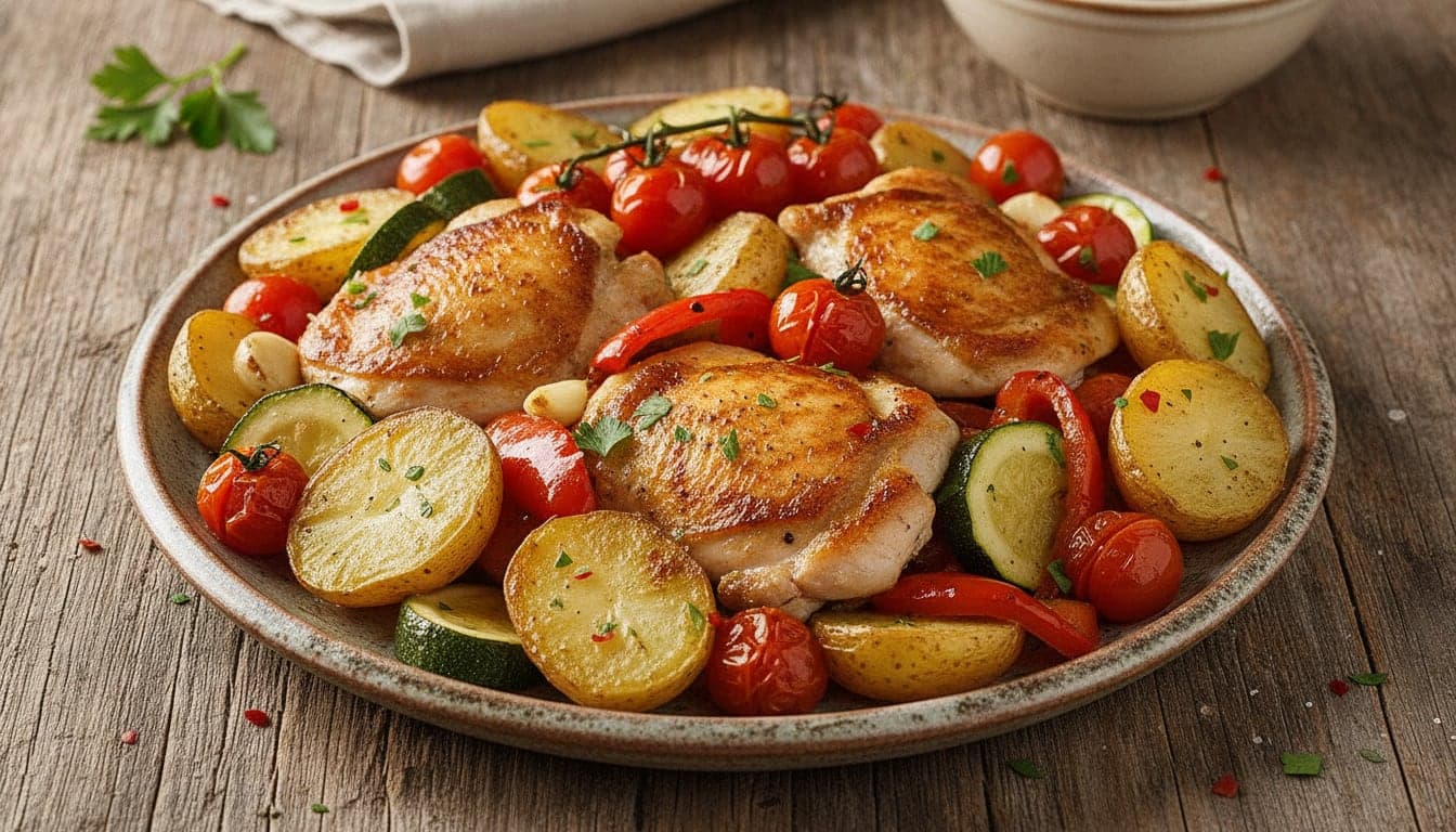 Spanish garlic chicken & potato skillet