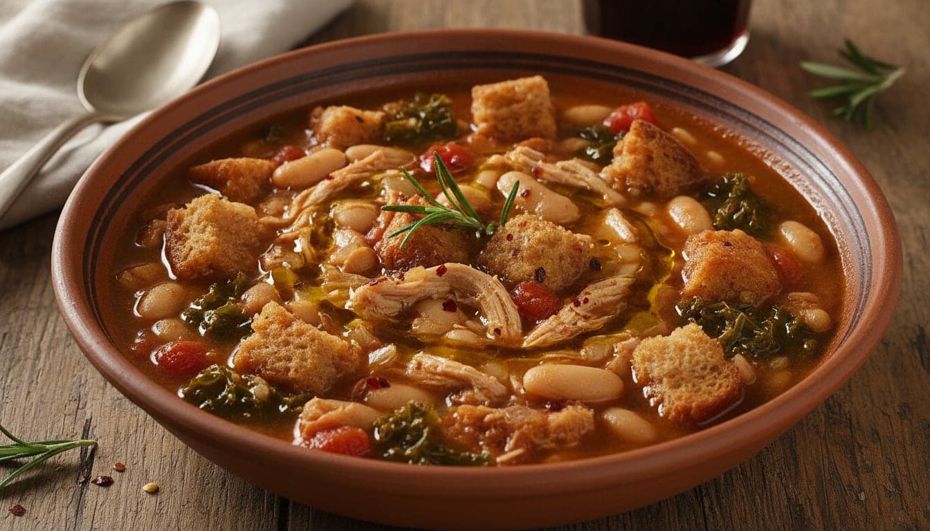 Tuscan ribollita, white beans & bread